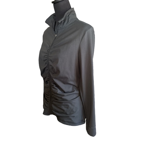 VSX Victoria's Secret Sport Black Full Zip Ruched Jacket With Thumbholes, Large - Picture 2 of 4
